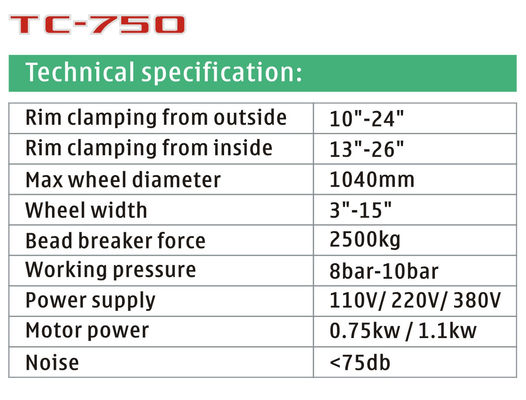 220v 380v 26 इंच रिम ऑटोमोटिव टायर चेंजर / टायर चेंजिंग उपकरण